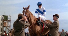 Josh checks that Aldaniti is ready for the race