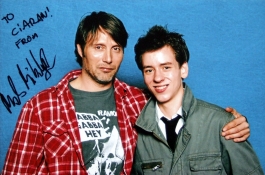 Signed photo of Mads Mikkelsen with Ciaran Brown