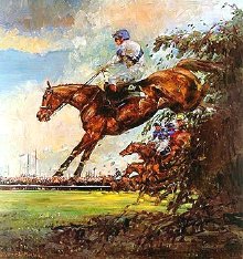 Painting of Bob Champion & Aldaniti by Claire Eva Burton