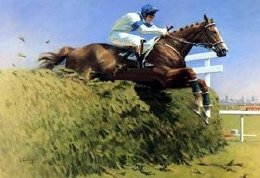 Painting of Aldaniti & Bob Champion by Peter Curling