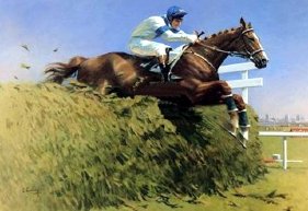 Peter Curling's painting of Aldaniti & Bob Champion