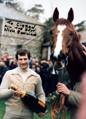 Photo of Bob Champion & Aldaniti signed by Nick Embiricos