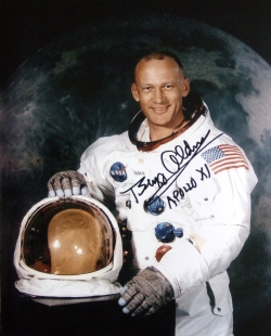 Ciaran's photograph signed by Buzz Aldrin