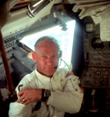 Buzz Aldrin on board the Lunar Module 'Eagle'