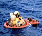 The Apollo XI Command Module after splashdown