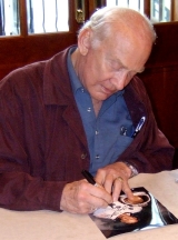 Buzz Aldrin signing Ciaran's photograph