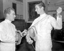 Bob Anderson (right) fenced for Great Britain in the 1952 Olympics