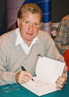 Alan Ball signing his autobiography 'Playing Extra Time'