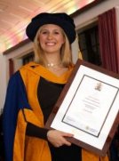 Alison Balsom with her Honorary Doctor of Arts degree from Anglia Ruskin University