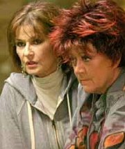 Stephanie Beacham as Phyllida Oswyn and Amanda Barrie as Bev Tull in 'Bad Girls'