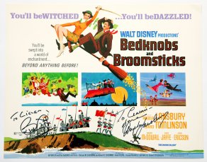 Lobby card for 'Bedknobs and Broomsticks' signed by Angela Lansbury and Bruce Forsyth 