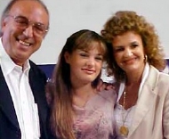 Nicola Benedetti with her parents, Giovanni and Francesca Benedetti in 2002