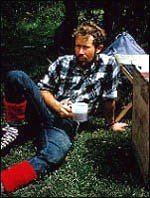 Chris Bonington at base camp before climbing the 'Tower of Paine' in 1963