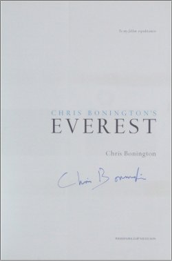 Chris Bonington signed copy of 'Everest'