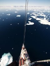 Chris Bonington photo from the mast of the Suhaili in Greenland