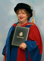 Jo Brand with the honorary degree she received from Brunel University in 2006