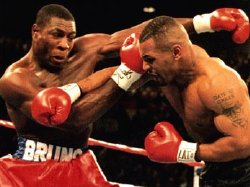 Frank Bruno in action against Mike Tyson