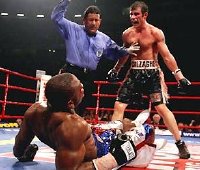 Joe Calzaghe floors Jeff Lacy in Round 12 of their fight in 2006