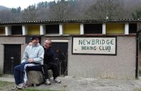 Joe Calzaghe and his father Enzo outside their Newbridge Boxing Club building