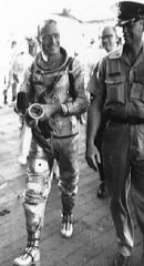 Scott Carpenter on board USS Intrepid after splashdown