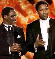 Rubin Carter and Denzel Washington at the Golden Globe Awards in 2000