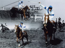 Bob Champion has signed this photograph of the 1981 Grand National