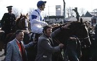 Aldaniti returning to the Winner's Enclosure after the 1981 Grand National