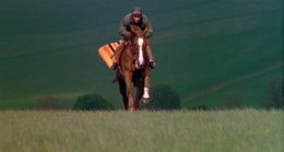 John Burke riding Aldaniti on Lambourn Downs, Berkshire in 'Champions'