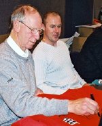 Jack Charlton signing England football shirt