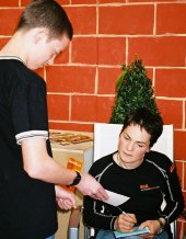 Ellen MacArthur signing autograph book