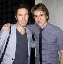 Paul McGann and Ciaran Brown outside the stage door of the Duchess Theatre