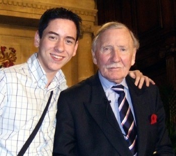 Ciaran brown with Leslie Phillips at Pinewood