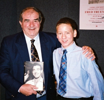 Ciaran Brown with Fred Trueman