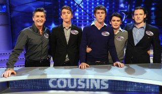 Robin Cousins with his four nephews on 'All Star Family Fortunes' in March 2012