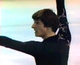 Robin Cousins at the end of a skating programme in the Winter Olympics at Lake Placid