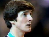 Robin Cousins on the podium after winning an Olympic Gold Medal in 1980 at Lake Placid