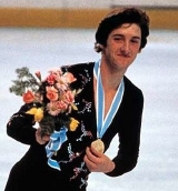 Robin Cousins with  his Olympic Gold Medal at Lake Placid in 1980