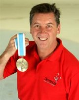 Robin Cousins, supporter of Demelza Hospice, with his Olympic Gold medal