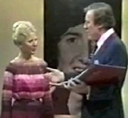 Pamela Davis with Eamonn Andrews on 'Robin Cousins - This Is Your Life'