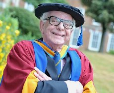 Barry Cryer after receiving his D.A. degree from Leeds University