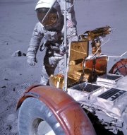 Charlie Duke with the lunar rover