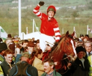 Richard Dunwoody on Florida Pearl after winning the Royal & Sun Alliance Novice Chase at Cheltenham in 1997