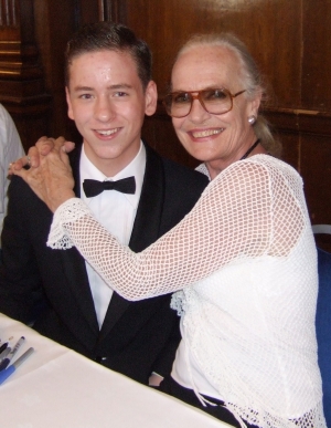 Shirley Eaton with Ciaran Brown at Pinewood