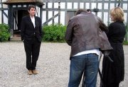 Richard Felix waits for his cue from Yvette Fielding during filming for 'Most Haunted'