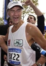 Sir Ranulph Fiennes after the New York marathon