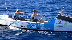 Ben Fogle & James Cracknell in their boat 'The Spirit of EDF Energy'