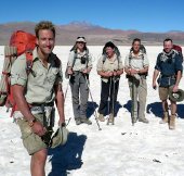 Ben Fogle with some of his team members during his Andean trek in 2008