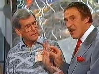 Bruce Forsyth with Bob Holness in 'You Bet!' in 1989