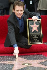 Michael J. Fox with his Hollywood 'Walk of Fame' star