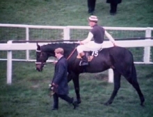 Josh Gifford on Honey End on the way to the start of the 1967 Grand National